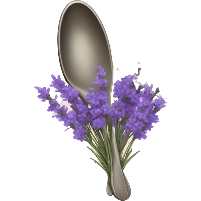 Spoon surrounded with lavender flowers emoji