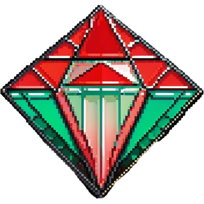 Diamond-shaped member badge with facets showing green to red gradient reflections emoji