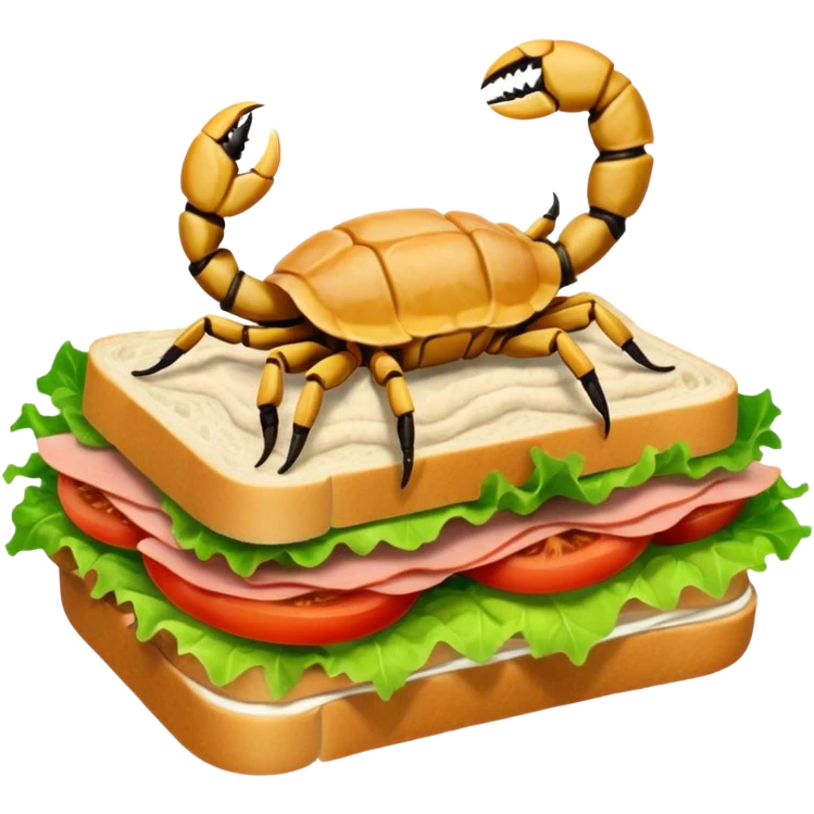 A scorpion in a cloud eating a sandwich emoji