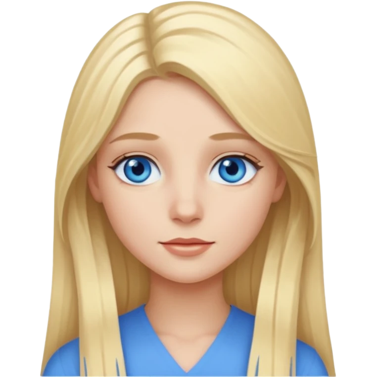 Millie King with blue eyes, long blonde hair emoji