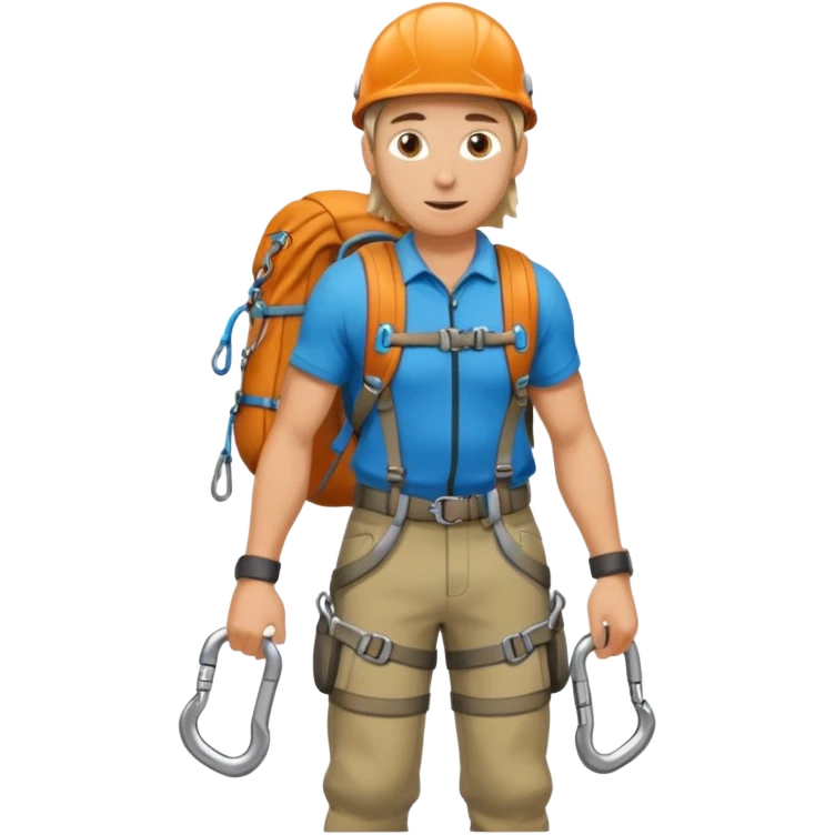 Climber with carabiners in Mountain Climbing Team emoji