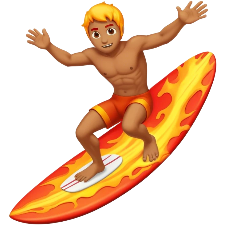 Guy surfing on lava emoji