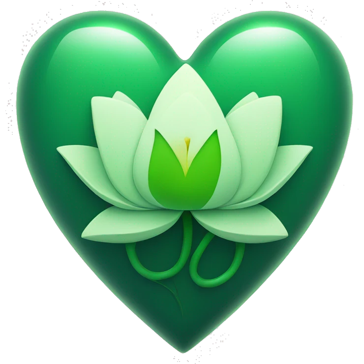 green heart with a lotus flower in the middl emoji