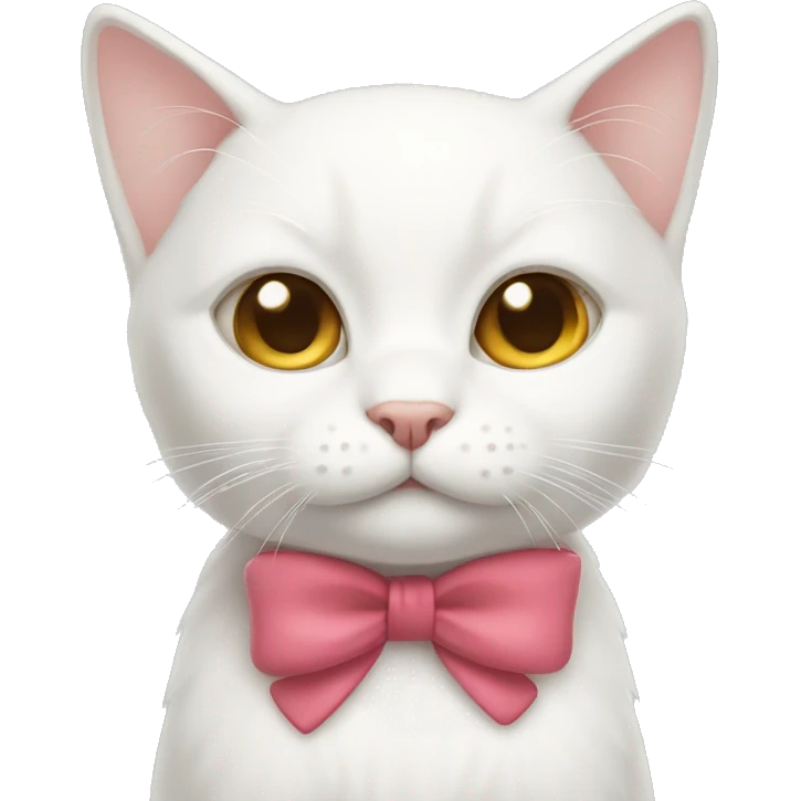 sweet white cat with bow on right ear emoji
