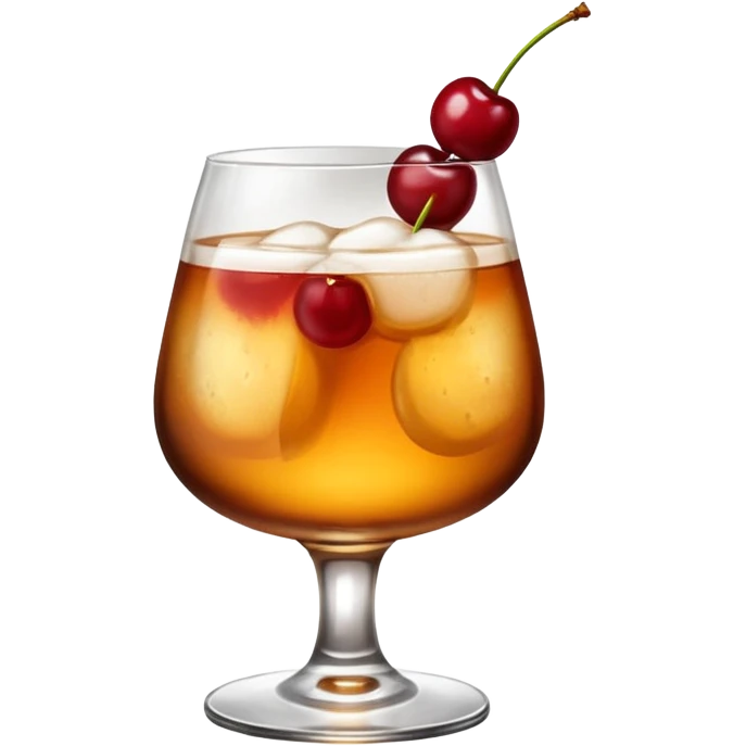 Emoji with an amaretto sour cocktail in whiskey glass emoji