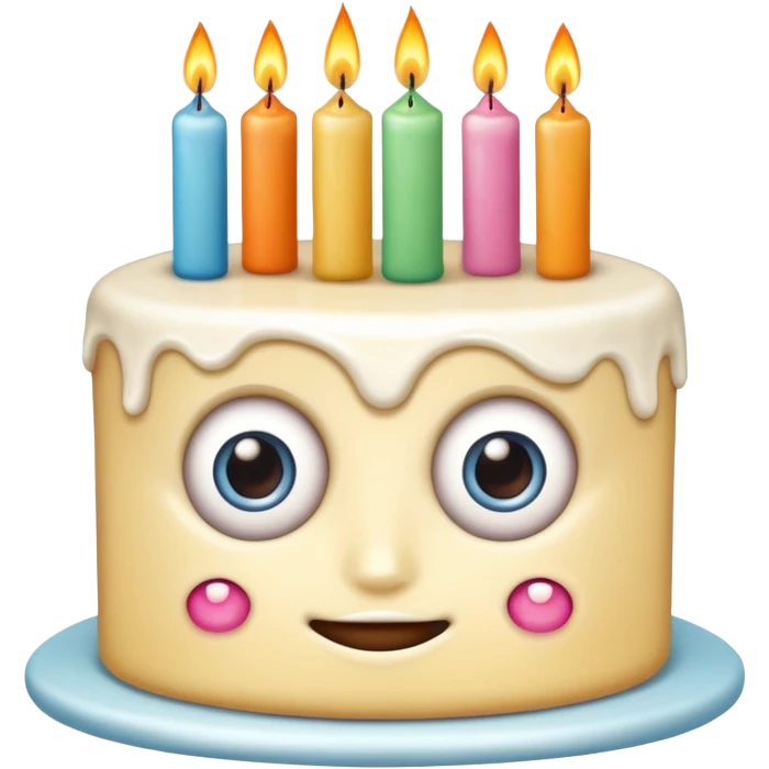 cake with eyes and candles looking normal emoji