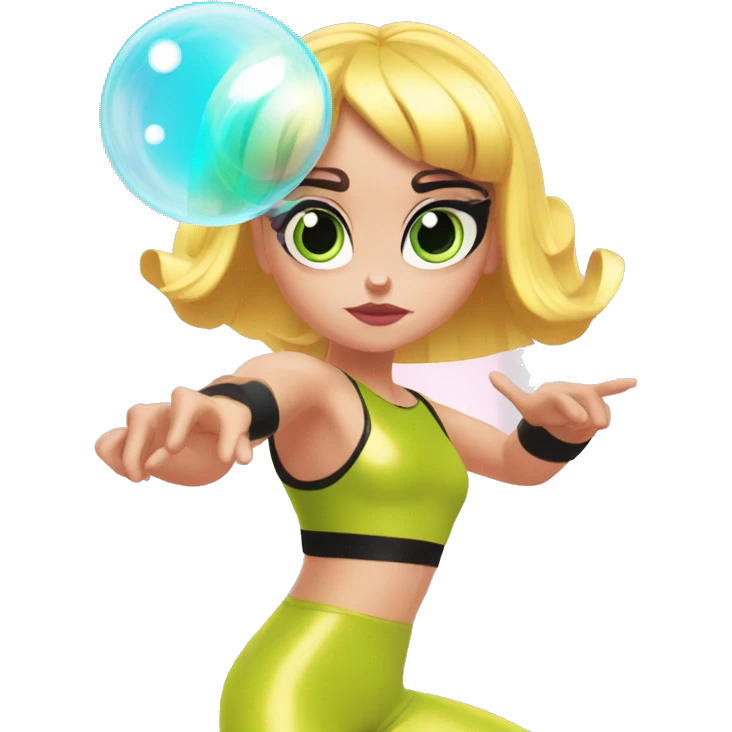 Bubbles from Powerpuff girls doing this slay move with her arm emoji