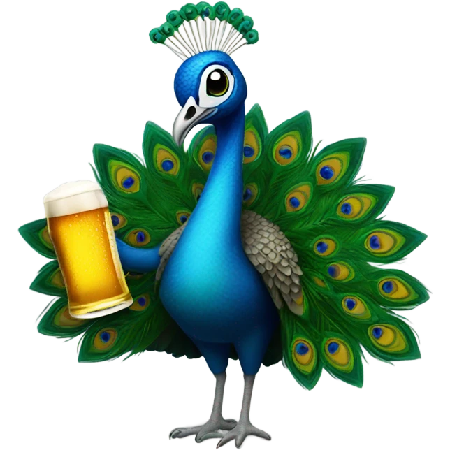 peacock holding a beer emoji