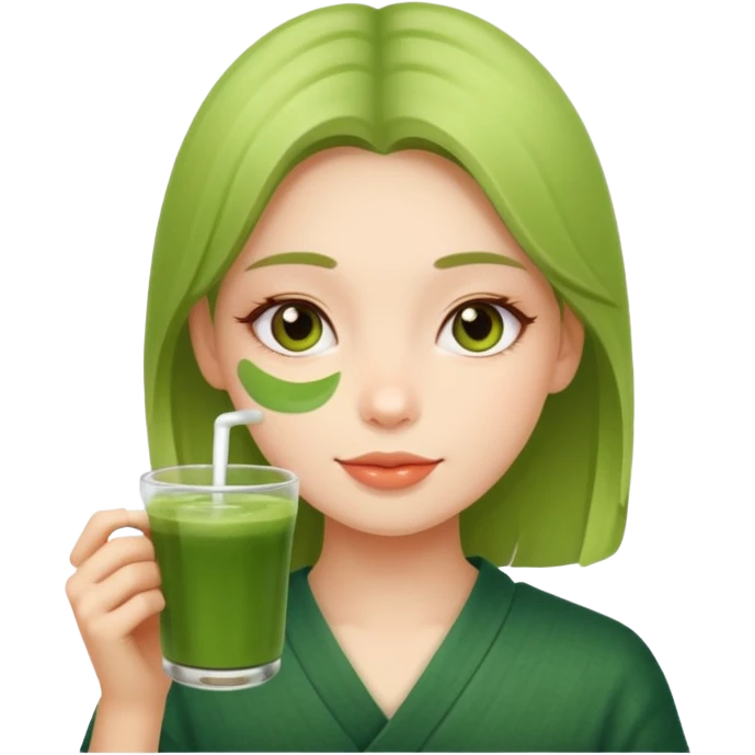 Girl drinking matcha  emoji