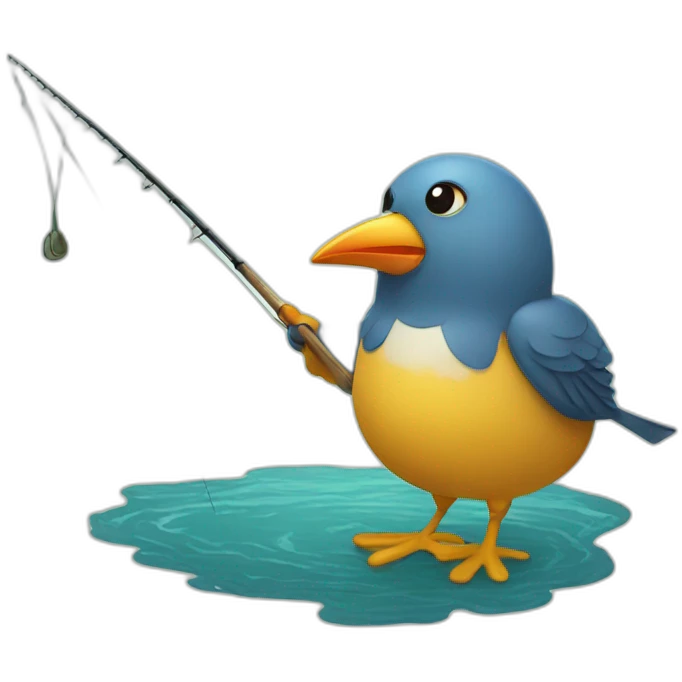 Bird fishing emoji