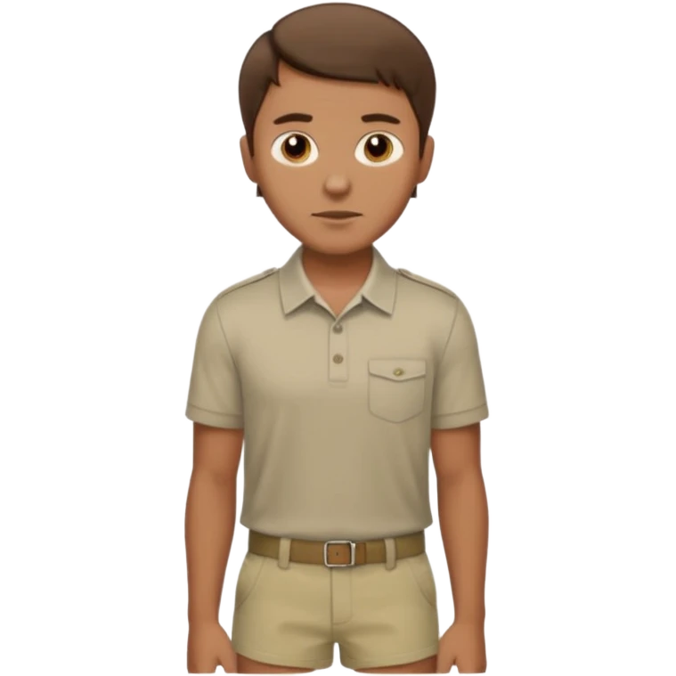 Dad with brown hair and brown eyes short hair with kinda a side part wearing a collard shirt and khaki￼ shorts emoji