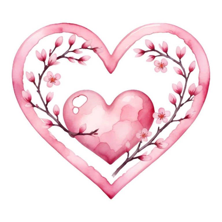 sakura heart with a watercolor effect emoji