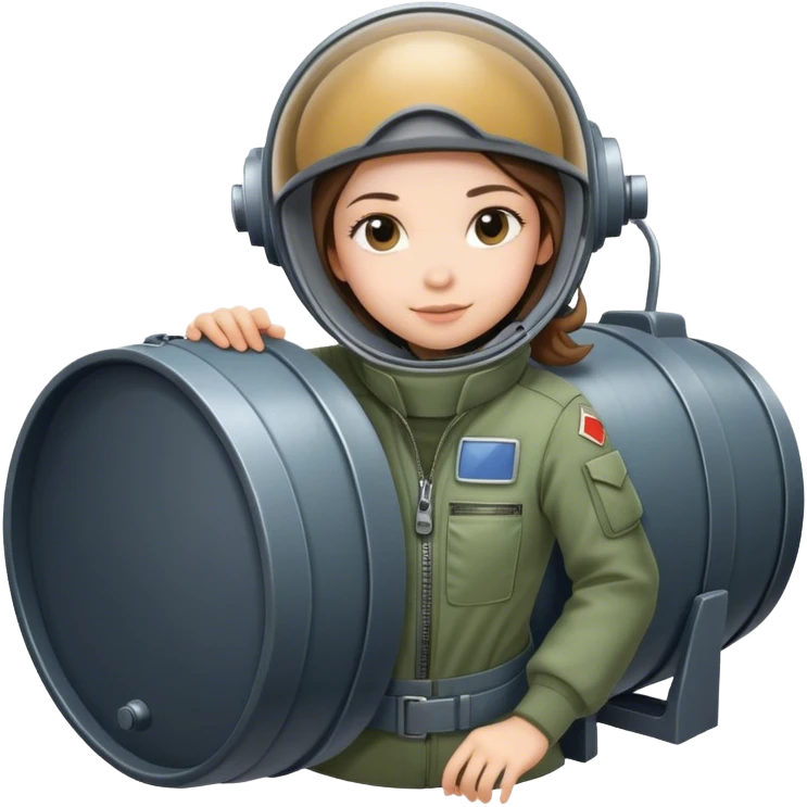 A girl in the barrel of a canon, ready to be launched! emoji