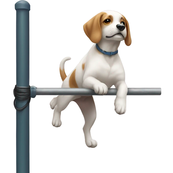 Dog balancing on a very small pole emoji