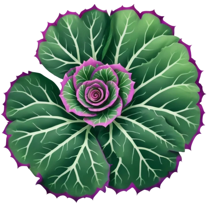 Close-up of Begonia Rex leaf center showing spiral growth pattern, dark green leaf with purple edges and white spots emoji