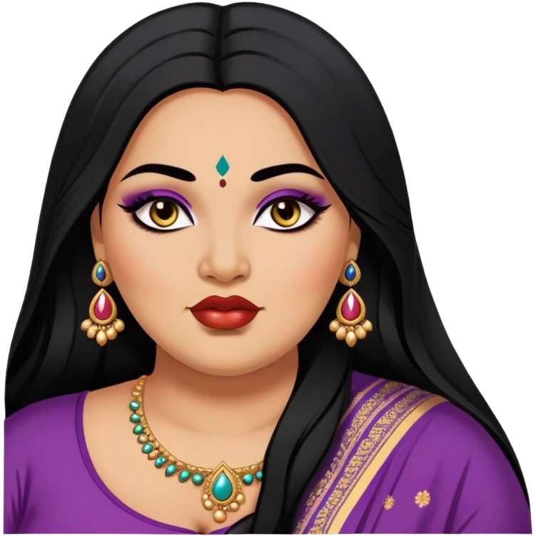 big plus size, medium deep skin, long hair, baddie,pretty, makeup, lipgloss, black eyeliner, dupatta, indian
 emoji