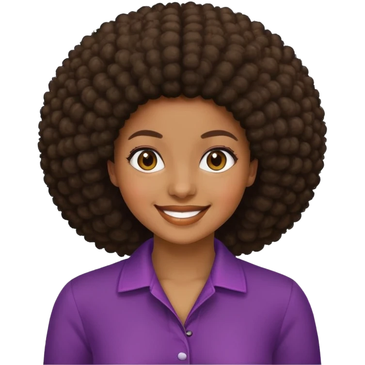 Girl showing excitement, medium-dark skin, afro hair emoji