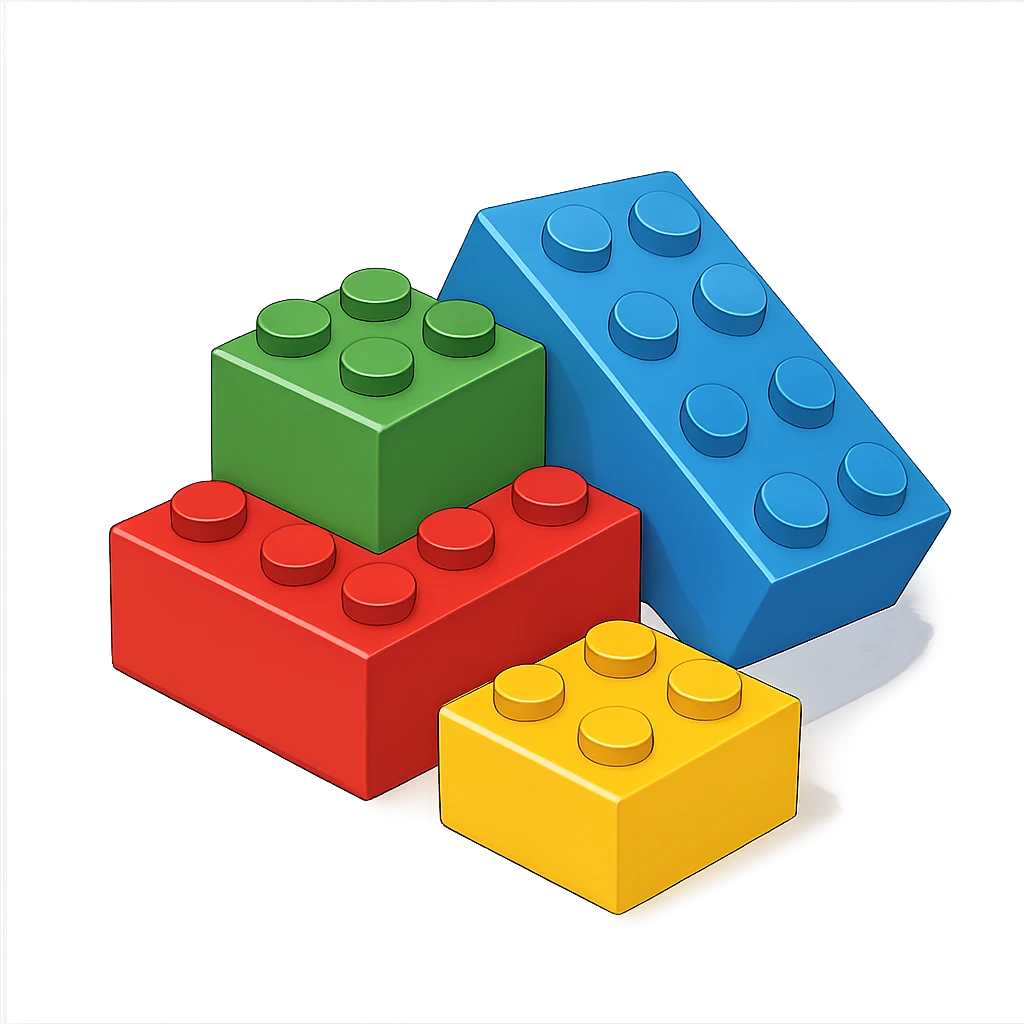 lego blocks stacked, bright colors, simple style emoji
