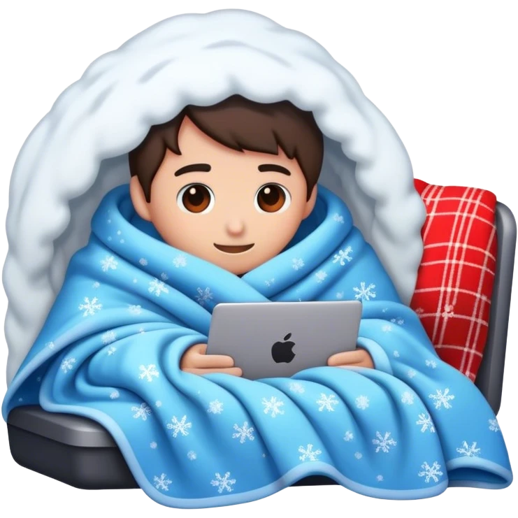 typing with blanket and snowing outside emoji