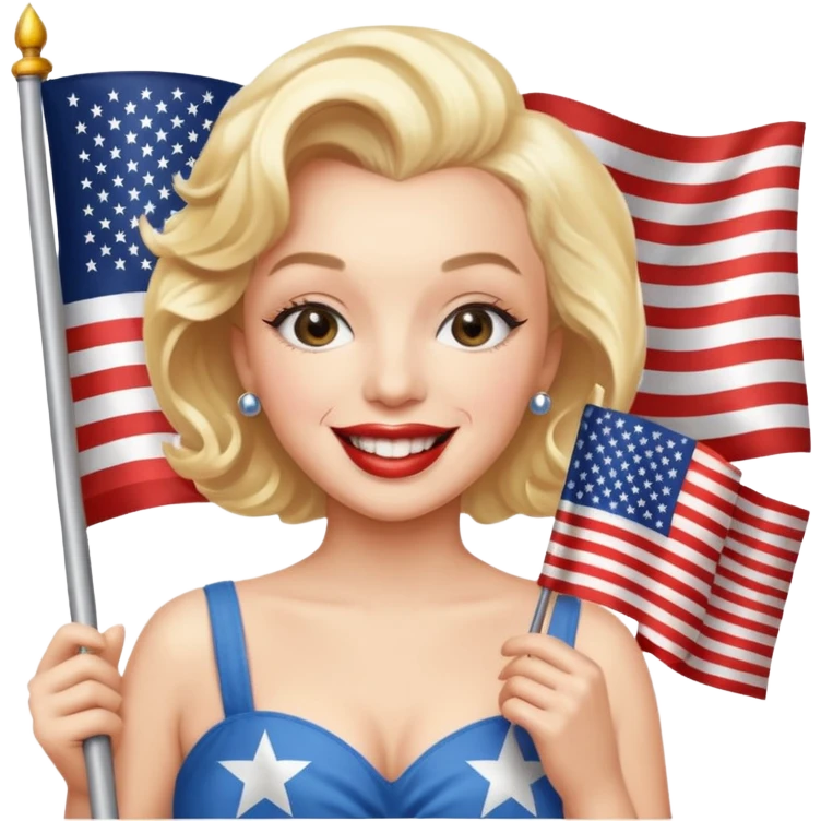 Marilyn Monroe, with american flag emoji