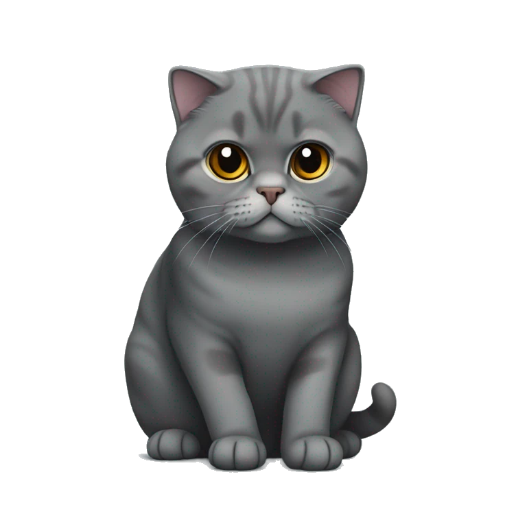 dark gray Scottish fold cat sitting emoji
