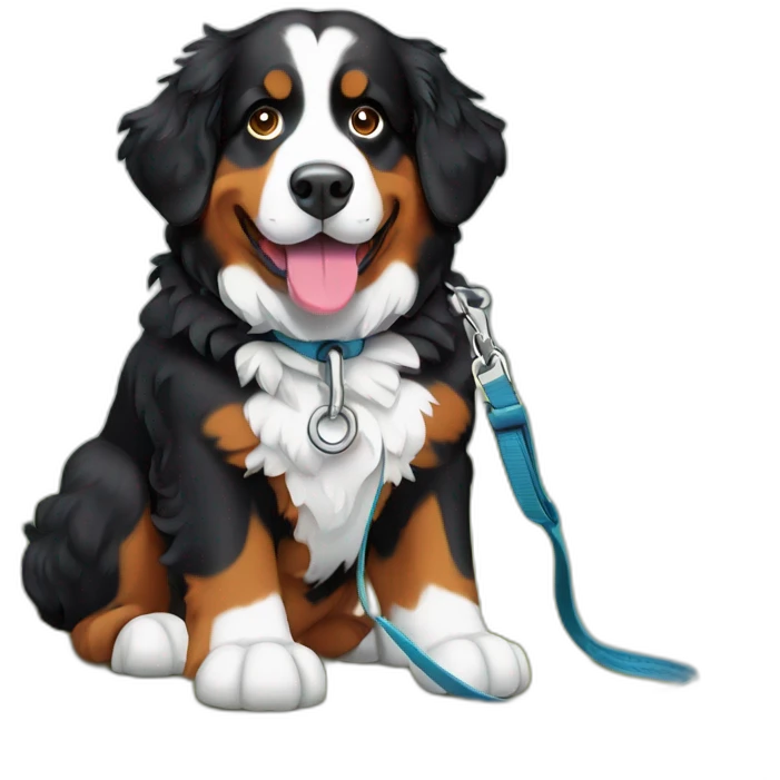 Bernese mountain dog hiking with a leash emoji