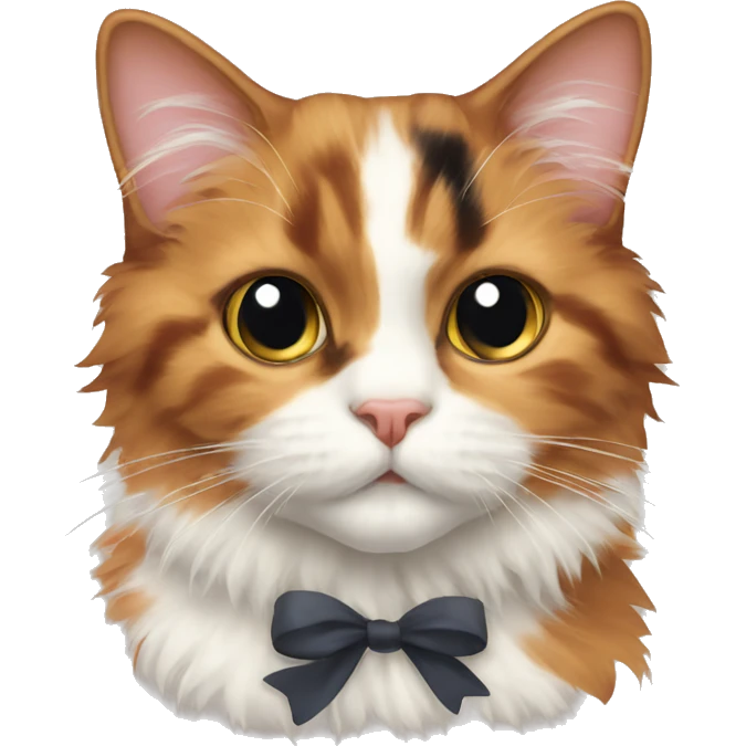 calico cat fluffy with a bow emoji