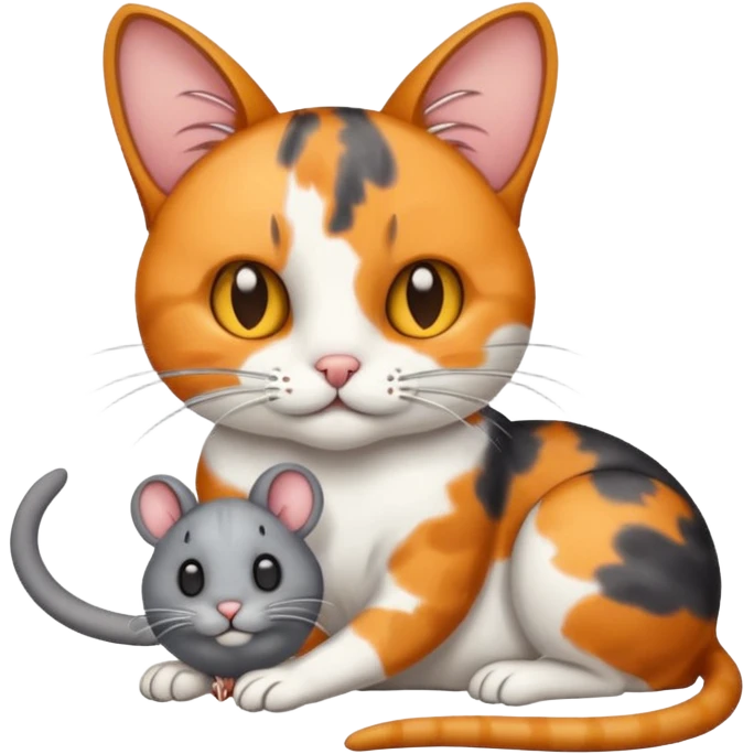 A cat holding a dead mouse emoji