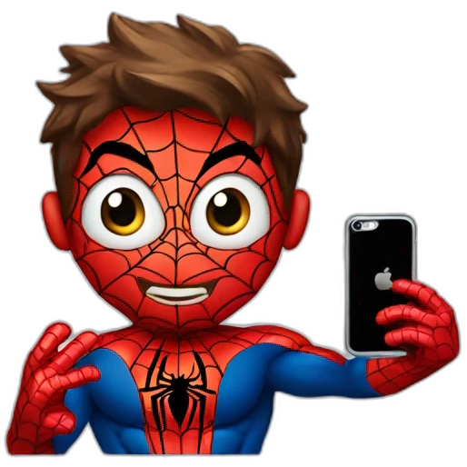 spiderman holding iphone emoji