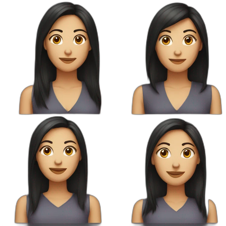 computer woman dark hair, straight and medium length hair emoji