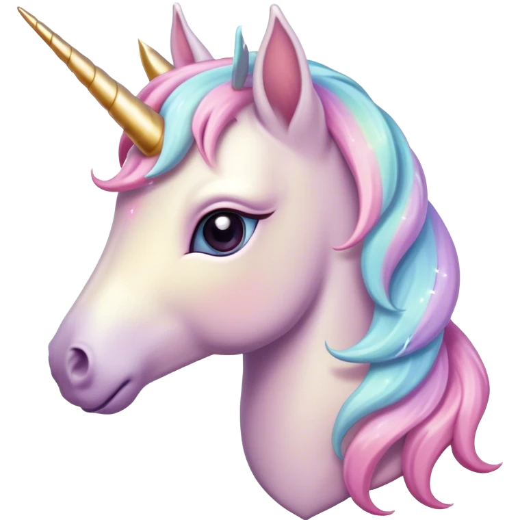 Cinematic Noble Unicorn Pony Portrait Emoji, Poised and graceful, with a delicate, miniature equine build adorned with a soft, pastel color, a tiny, shimmering horn and a silky mane that hints at magical charm, Simplified yet sharp and sophisticated features, highly detailed, glowing with a soft, enchanted glow, high shine, intelligent and spirited, stylized with an air of fairy-tale elegance, focused and poised, soft glowing outline, capturing the essence of a watchful and confident unicorn pony that appears ready to trot out of the screen with graceful magic! emoji