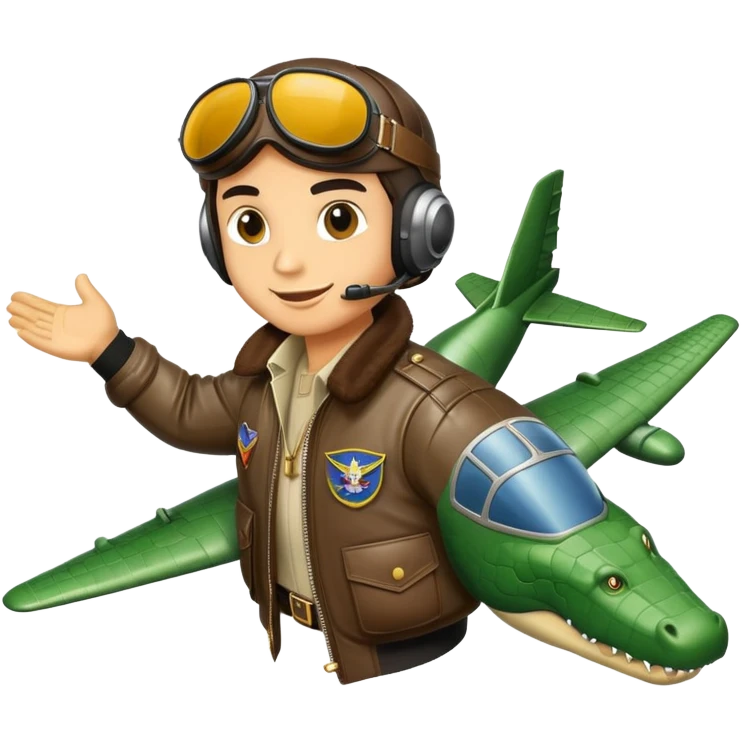 Crocodile pilot flying a bomber plane emoji