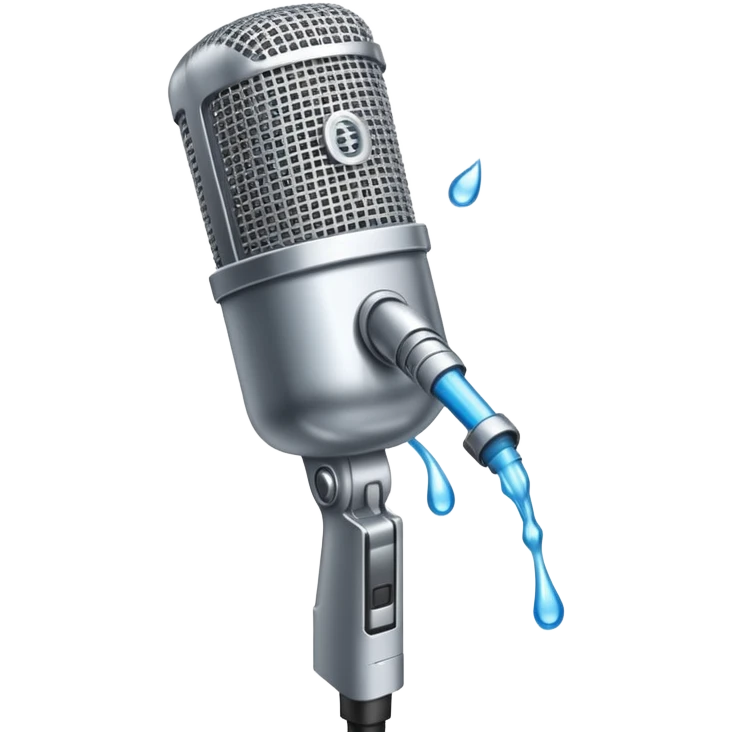 Microphone erupting water out of the piece you talk into emoji