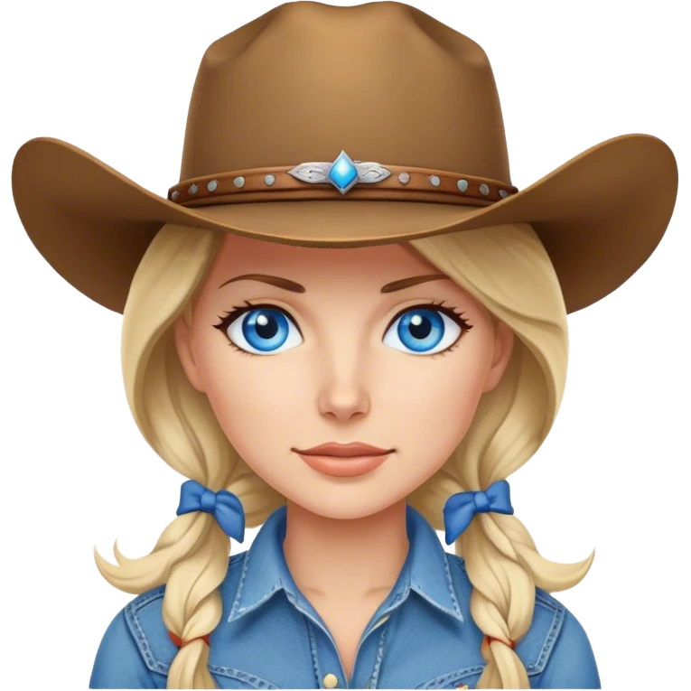 Caucasian cowgirl with blue eyes emoji