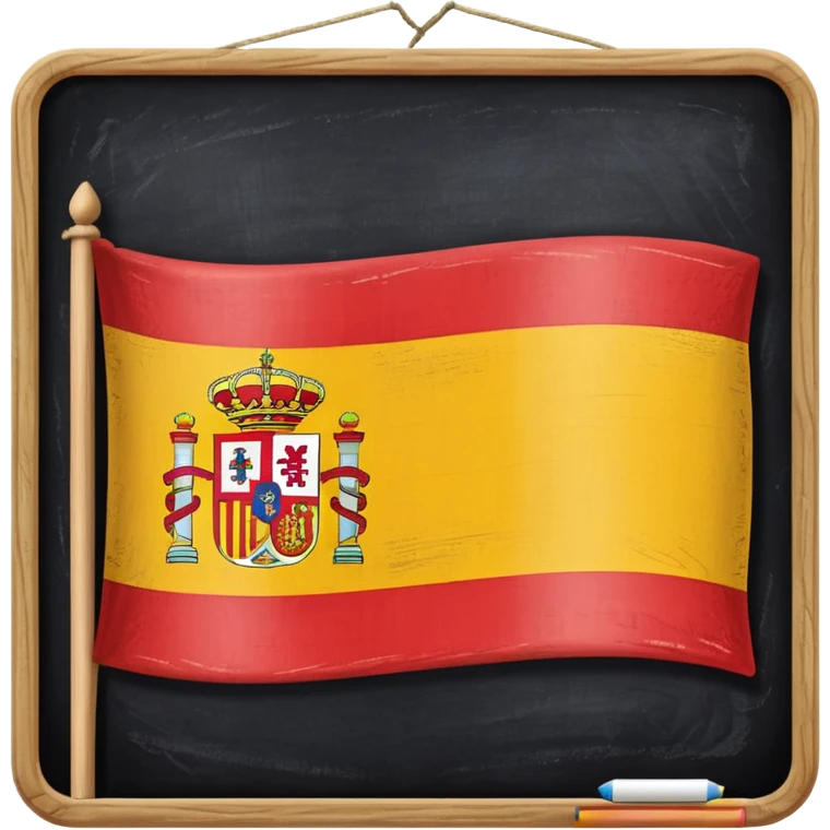 chalkboard with the flag of Spain emoji