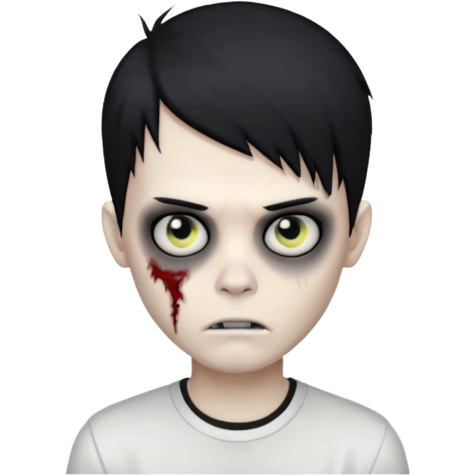 zombie boy with emo hair and white shirt emoji