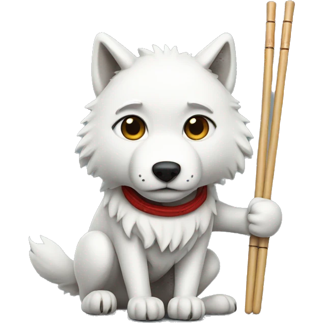 White wolf with chopstick legs emoji