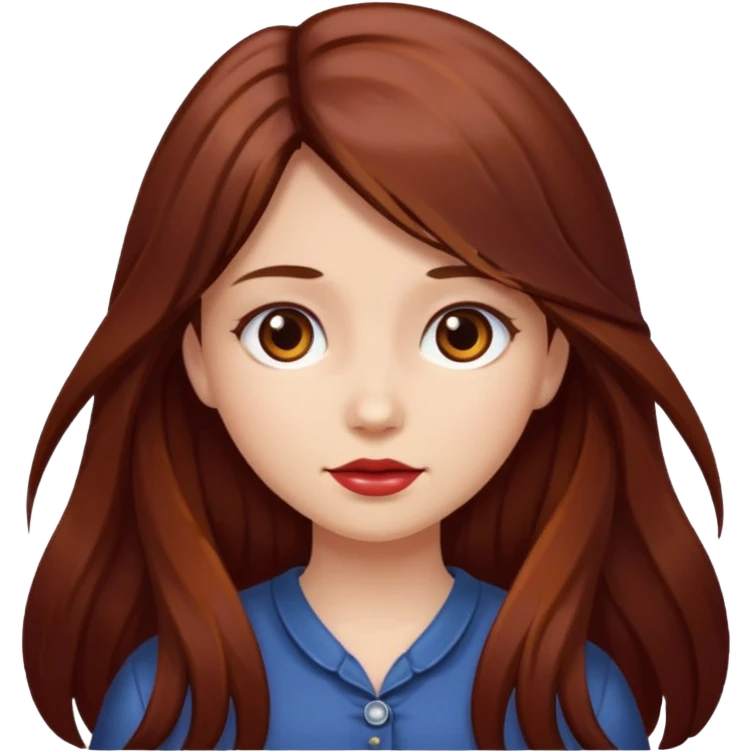 long hair girl with cherry brown color hair emoji
