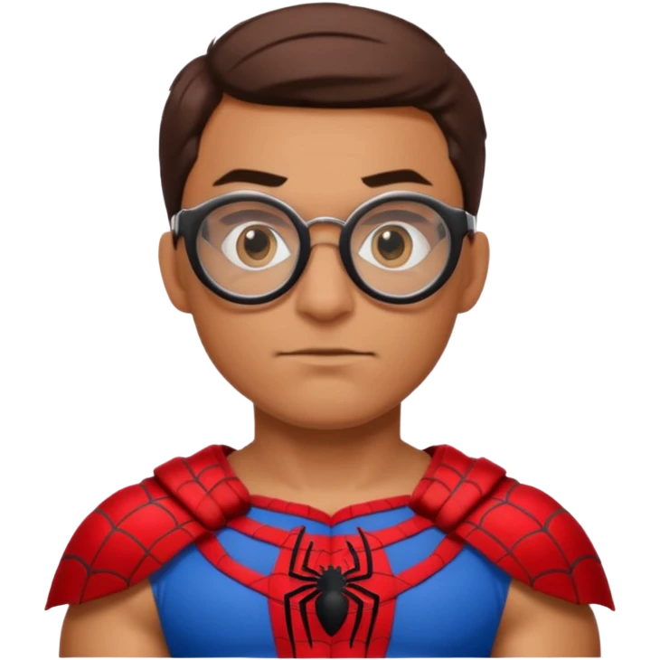 Spiderman, wearing gladiator cloth, big round glassed emoji