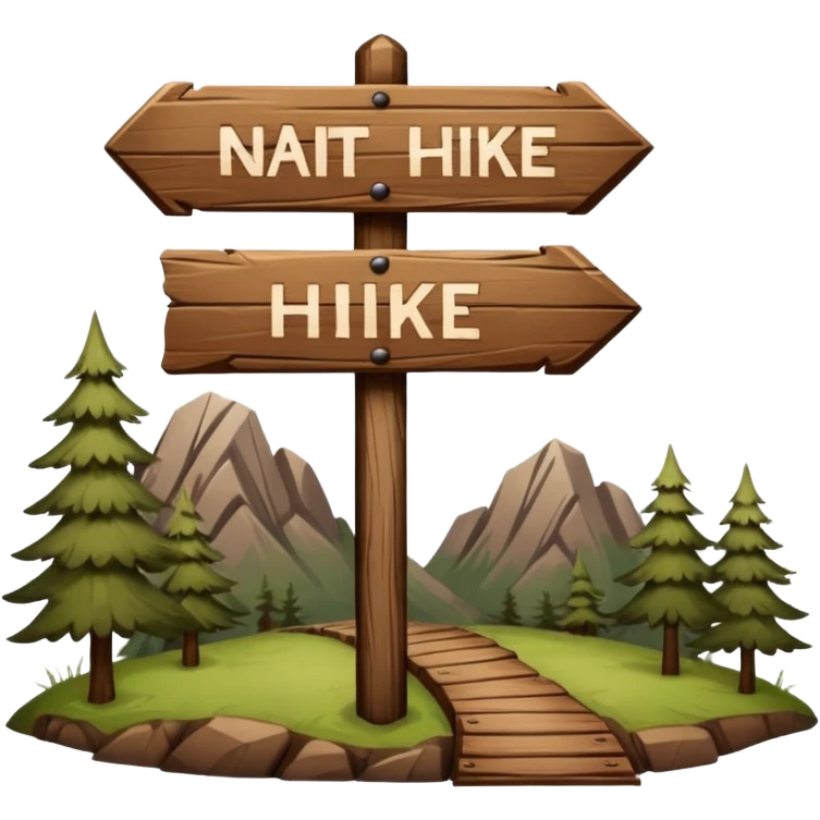wooden nature park hike trail sign emoji