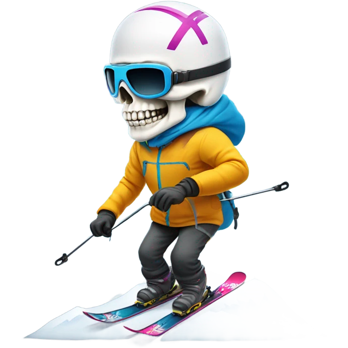 Skull emoji skiing emoji