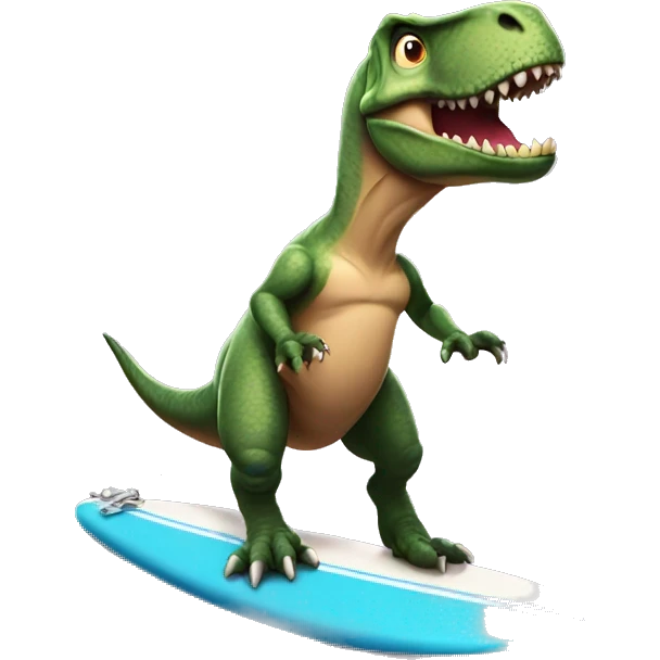 T-Rex using a surfboard emoji