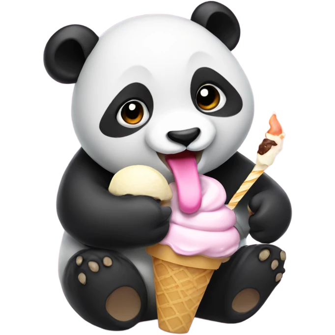 Panda eating ice cream emoji