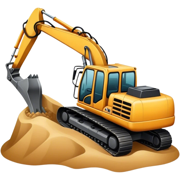 Excavator digging in the sand emoji
