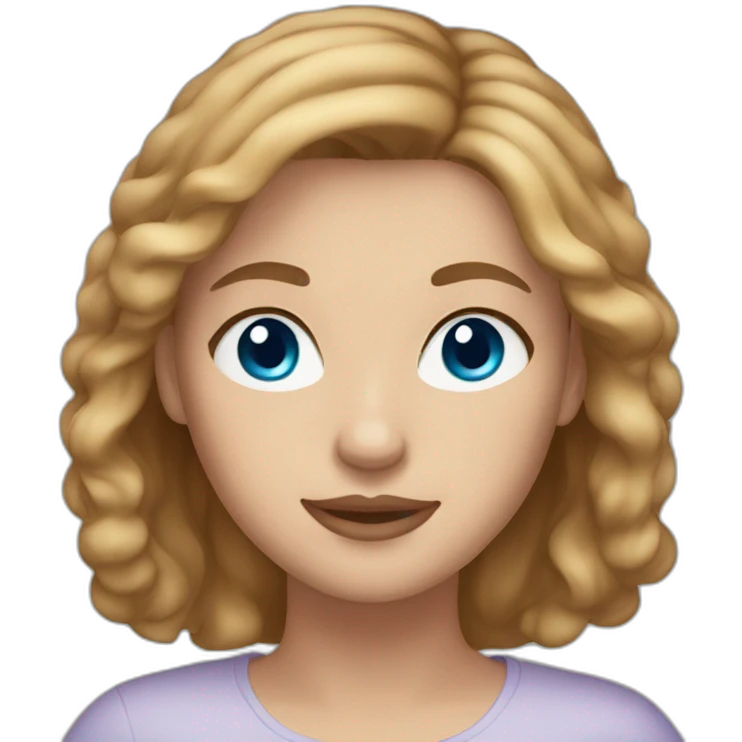 beautiful woman, light brown hair, blue eyes emoji