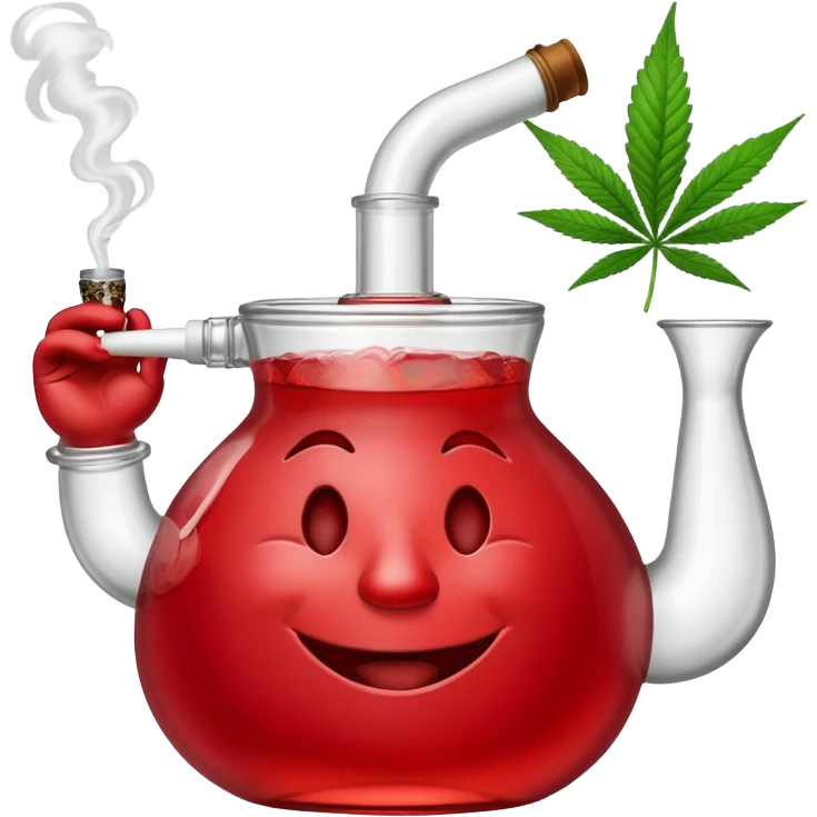 Kool-Aid Man smoking a bong with a cannabis leaf emoji