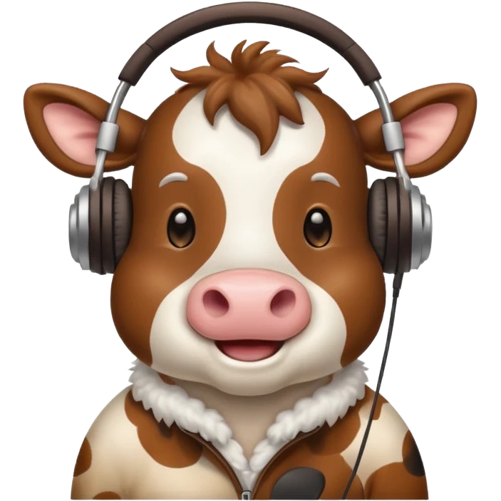 cute cow with headphones emoji
