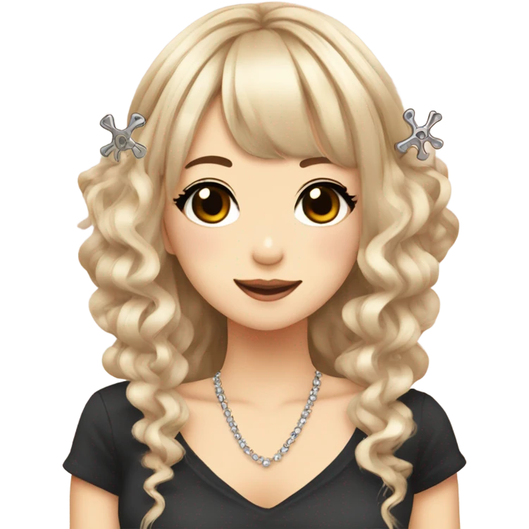 Gyaru girl with cute bone hair clips emoji