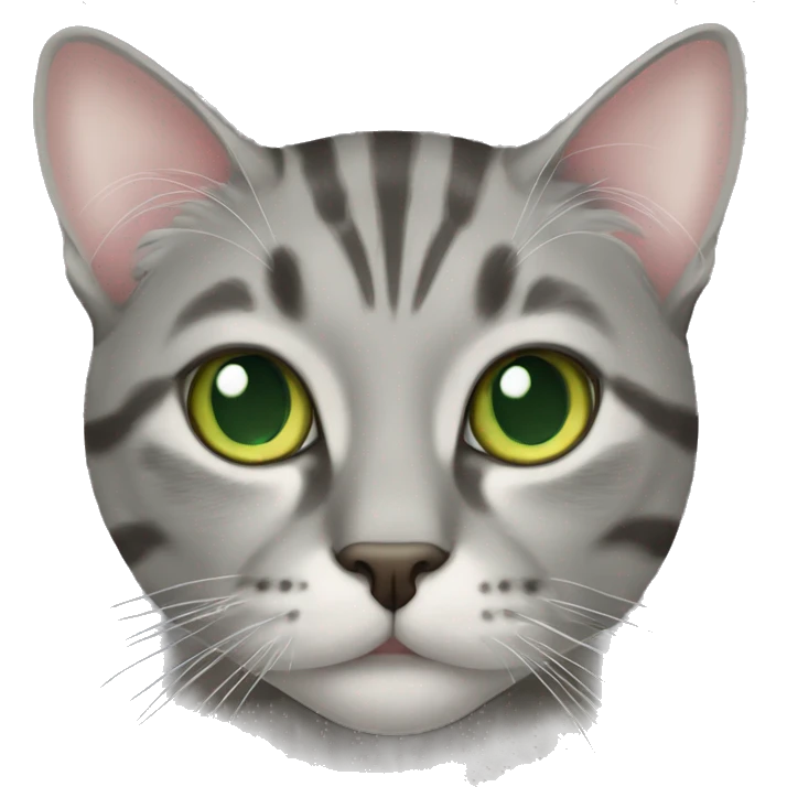 Cat grey tabby Green eyes emoji