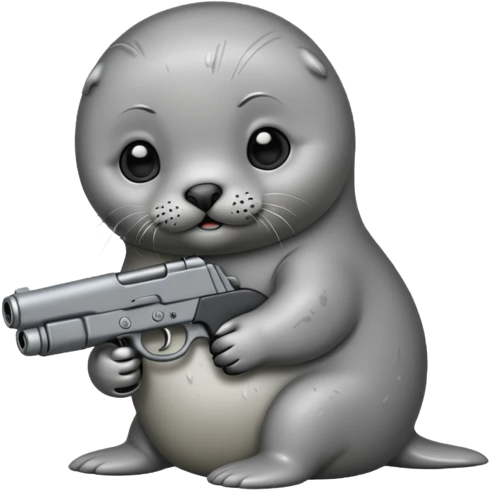 Baby seal with a gun emoji